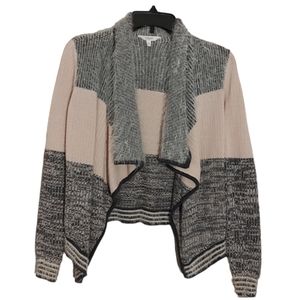 Candie's Gray & Lt Peach Open Waterfall Cardigan sz Small